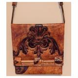 UL - Susan Riedweg Tooled Leather Purse with Wood Accents