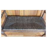 UL - Vintage Wooden Bench with Woven Seat and Turned Arms