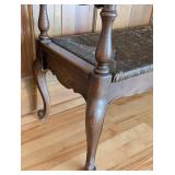 UL - Vintage Wooden Bench with Woven Seat and Turned Arms