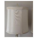 UL - Pair of 25-Inch Crystal Table Lamps with Marble Bases