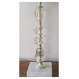 UL - Pair of 25-Inch Crystal Table Lamps with Marble Bases