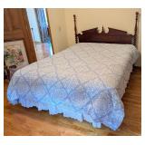 UL - Vintage Wooden Queen Headboard with Turned Posts