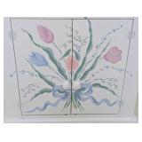 UL - White Decorative Cabinet with Floral Painted Doors