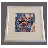 UL - Framed Colorful Circus Scene Print Signed by Artist