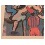 UL - Framed Colorful Circus Scene Print Signed by Artist