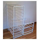UL - Set of 2 White Metal Wire Organizer Racks with Drawers