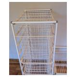 UL - Set of 2 White Metal Wire Organizer Racks with Drawers