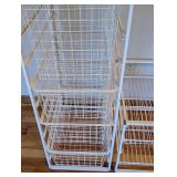 UL - Set of 2 White Metal Wire Organizer Racks with Drawers