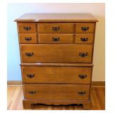 UL - Vintage Wooden 5-Drawer Chest of Drawers with Brass Handles