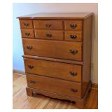 UL - Vintage Wooden 5-Drawer Chest of Drawers with Brass Handles