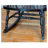 UL - Black Wooden Vintage Windsor Rocking Chair with Golf Motif Cushion