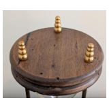 ML - Vintage Wooden Hourglass with Brass Accents, 10 Inch