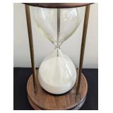 ML - Vintage Wooden Hourglass with Brass Accents, 10 Inch