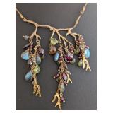DR - Alexis Bittar 15 inch Necklace with Gemstone Drops and Branch Design