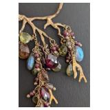 DR - Alexis Bittar 15 inch Necklace with Gemstone Drops and Branch Design