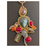 DR - Alexis Bittar Statement Pendant Necklace with Mixed Stones