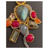 DR - Alexis Bittar Statement Pendant Necklace with Mixed Stones