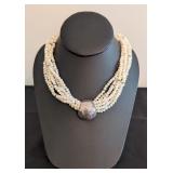 DR - Arella 925 Sterling Silver Multi-Strand Beaded Necklace