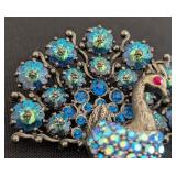 DR - Weiss Peacock Brooch with Blue Rhinestones