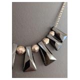 DR - Chan Luu Sterling Silver Necklace with Black Faceted Beads