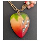 DR - Alexis Bittar 16 Inch Necklace with Colorful Heart Pendant and Beaded Chain