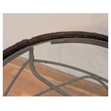 UL - Wrought Iron Side Table with Bird and Branch Design, Glass Top