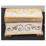 ML - Set of 3 Decorative Trinket and Jewelry Boxes Ardley Hall Painted Floral and Ornate Gold Designs