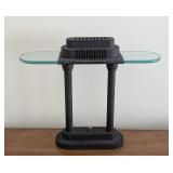 ML - Modern Black and Glass Desk Lamp, 16 Inch High, 18 Inch Wide, Needs Bulb