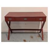 G - Red Painted Writing Desk with 3 Drawers