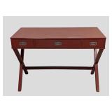 G - Red Painted Writing Desk with 3 Drawers