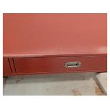 G - Red Painted Writing Desk with 3 Drawers