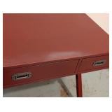 G - Red Painted Writing Desk with 3 Drawers