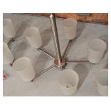 ML - Set of 3 Brushed Nickel Light Fixtures with Frosted Glass Shades