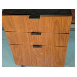 G - Wood and Metal 3-Drawer Office File Cabinet on Casters