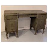 G - Vintage Green Painted Wooden Vanity Desk with Drawers