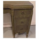 G - Vintage Green Painted Wooden Vanity Desk with Drawers