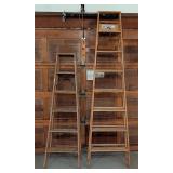G - Pair of Wood Stepladders - 6 ft and 8 ft