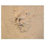 G - Square Cement Planter with Lion Head Relief, 12 Inch