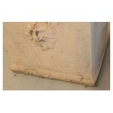 G - Square Cement Planter with Lion Head Relief, 12 Inch