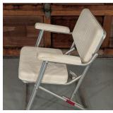 G - Eez-In Folding White Vinyl and Aluminum Boat Chair with Marlin Design