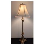 ML - Ornate Table Lamp with Fabric Shade and Decorative Base