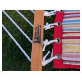 Y - Hatteras Hammocks Striped Fabric Hammock with Stand and Pillow