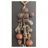 DR - Alexis Bittar Mixed Chain Necklace with Bead and Tassel Pendant