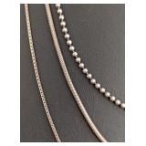 DR - Set of 3 Sterling Silver Necklaces Assorted Chains, 20 Inch Longest