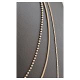 DR - Set of 3 Sterling Silver Necklaces Assorted Chains, 20 Inch Longest