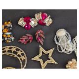 K - Collection of Vintage Costume Brooches and Earrings