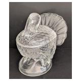 ML - Vintage L. E. Smith Handmade Glass Turkey Covered Dish