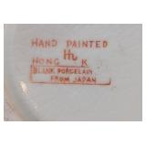 ML - Hand Painted Porcelain Ginger Jar with Wood Stand and Lid, Floral Motif