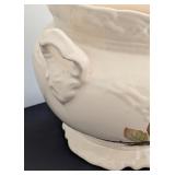 DR - Large Decorative Ceramic Pot with Floral Design and Handles