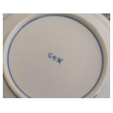 ML - Set of 8 Blue Porcelain Plates with Embossed Floral Design